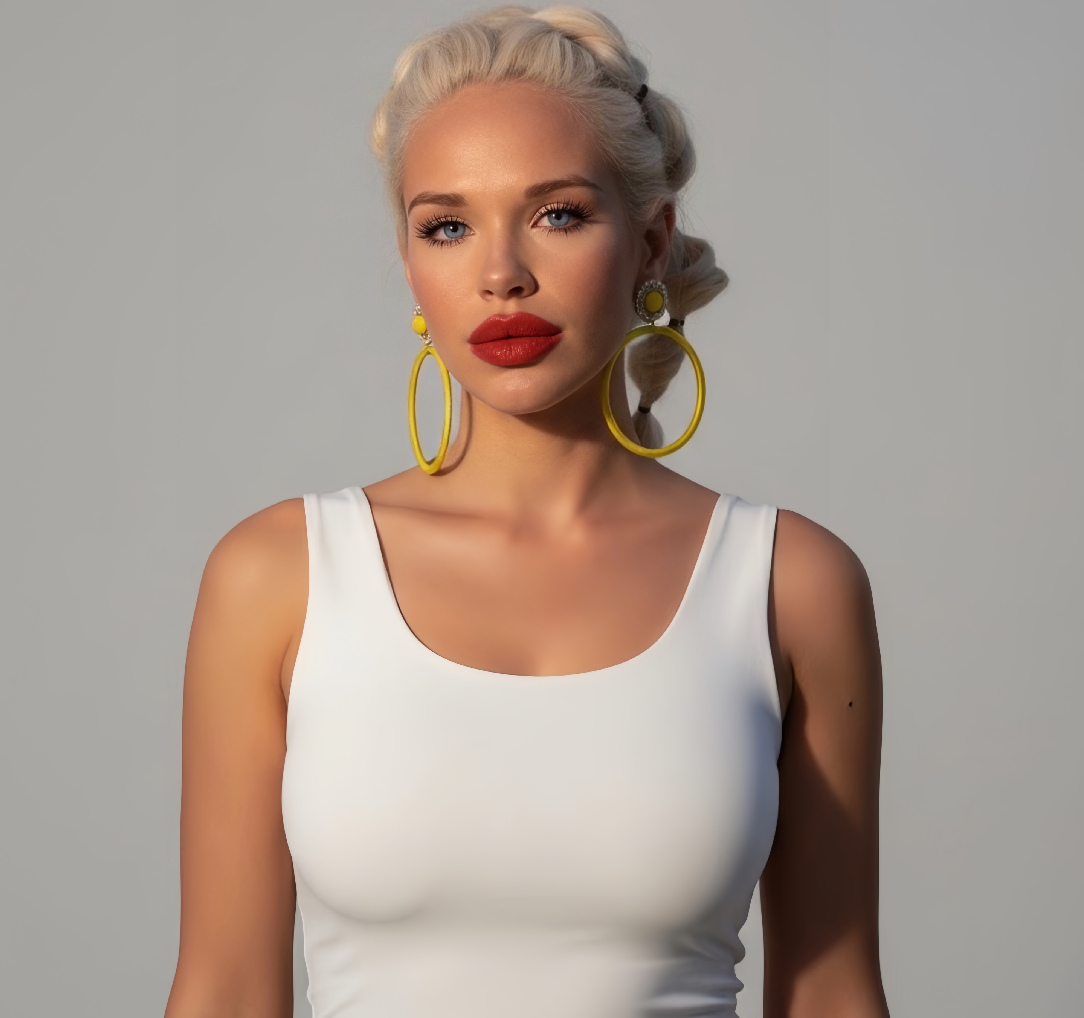 Soleil Muse silk hoop earrings, yellow silk with gold and pearl detail, lightweight statement jewelry by Dana Kelly