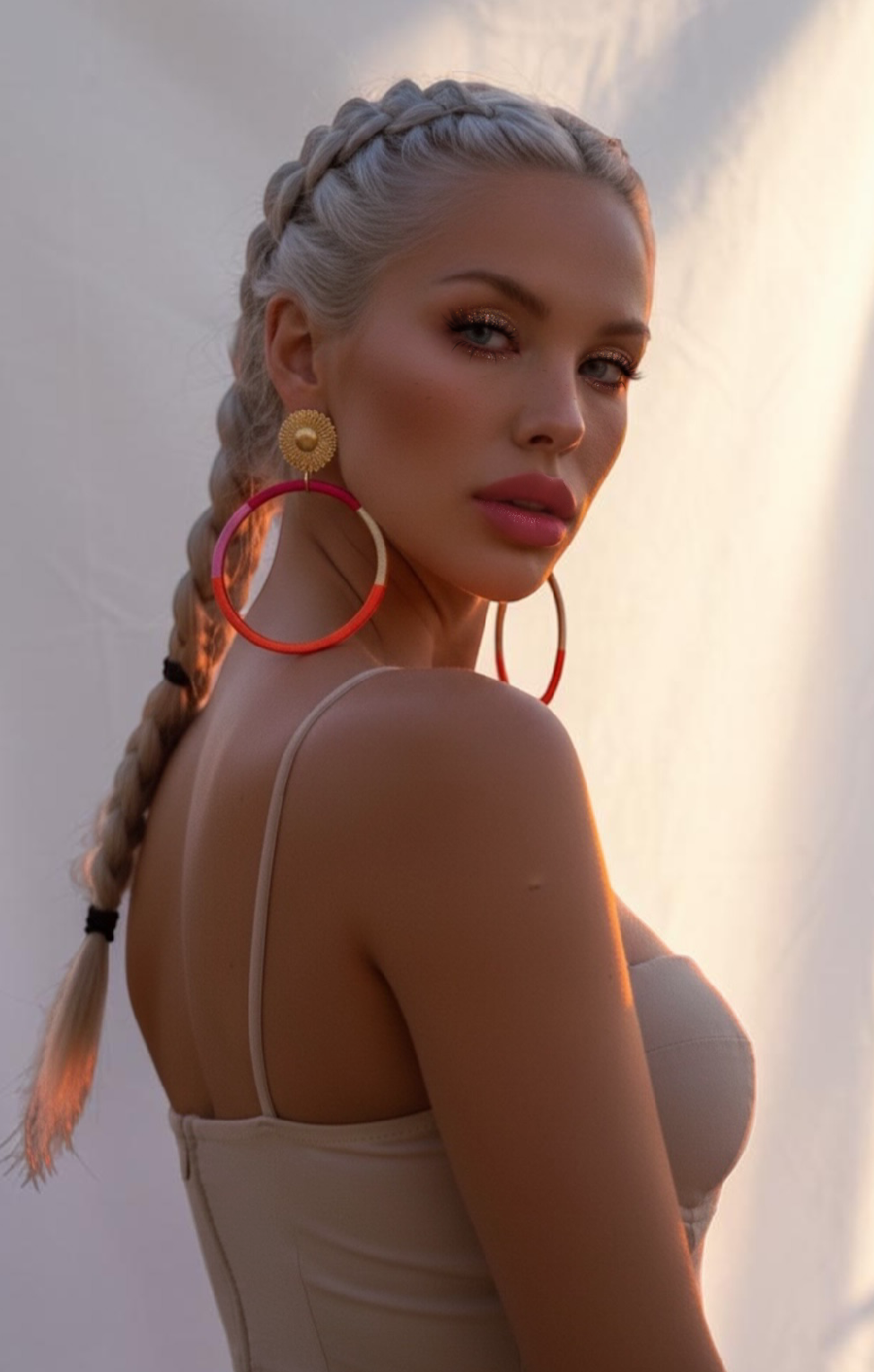 Sunkissed Muse silk hoop earrings, orange pink magenta cream silk, lightweight statement jewelry by Dana Kelly