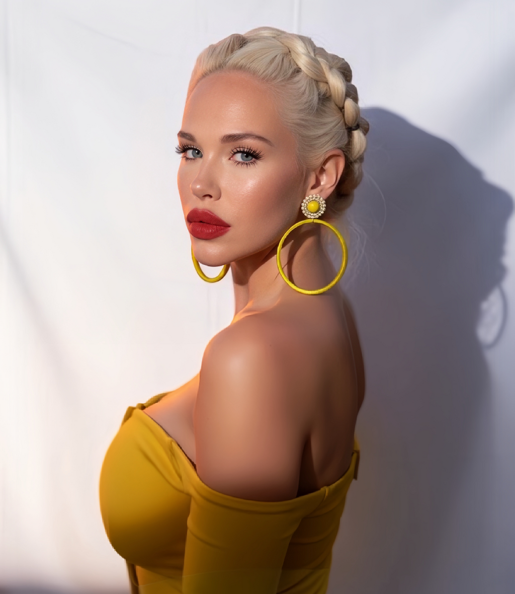 Soleil Muse silk hoop earrings, yellow silk with gold and pearl detail, lightweight statement jewelry by Dana Kelly