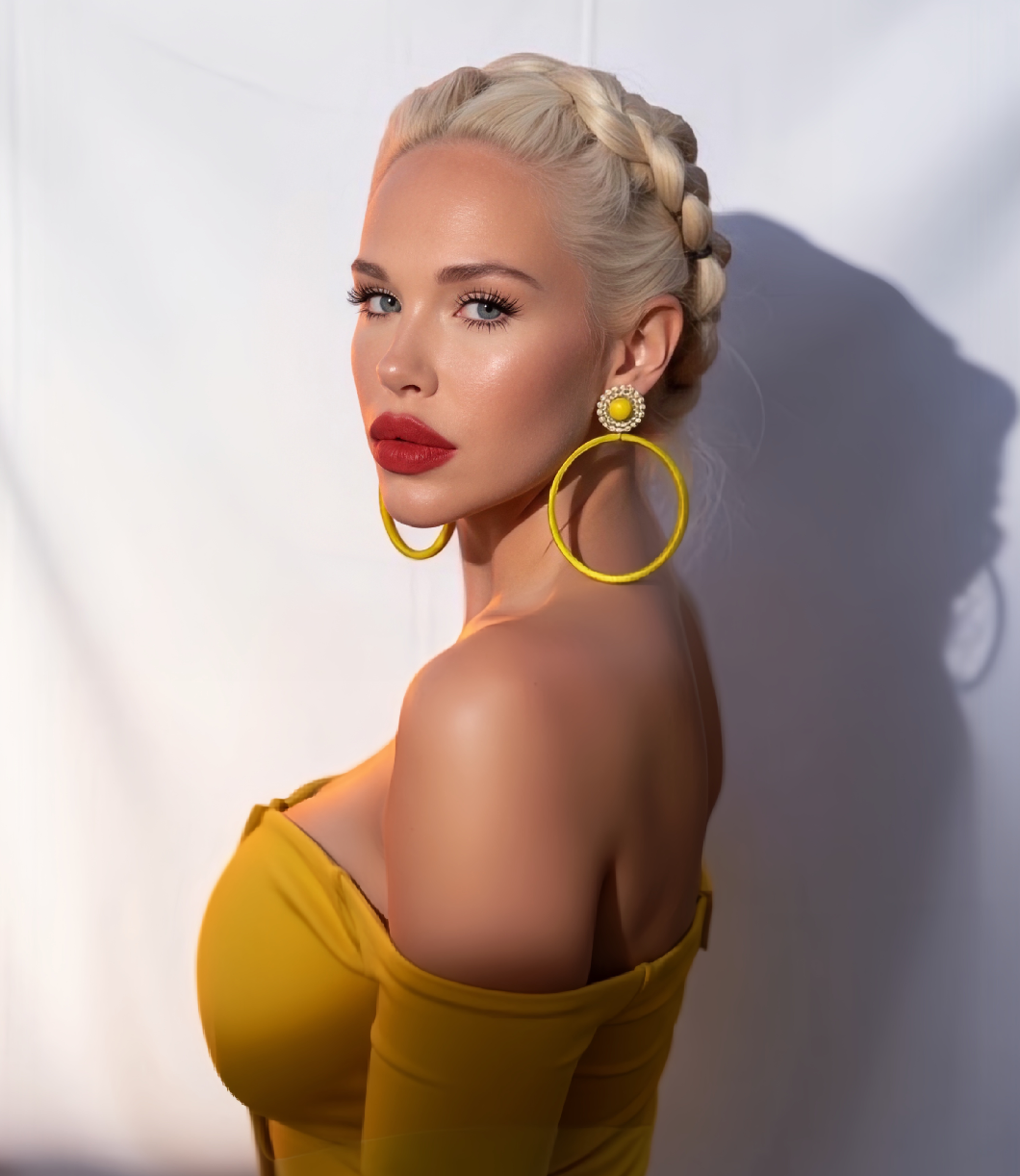 Soleil Muse silk hoop earrings, yellow silk with gold and pearl detail, lightweight statement jewelry by Dana Kelly