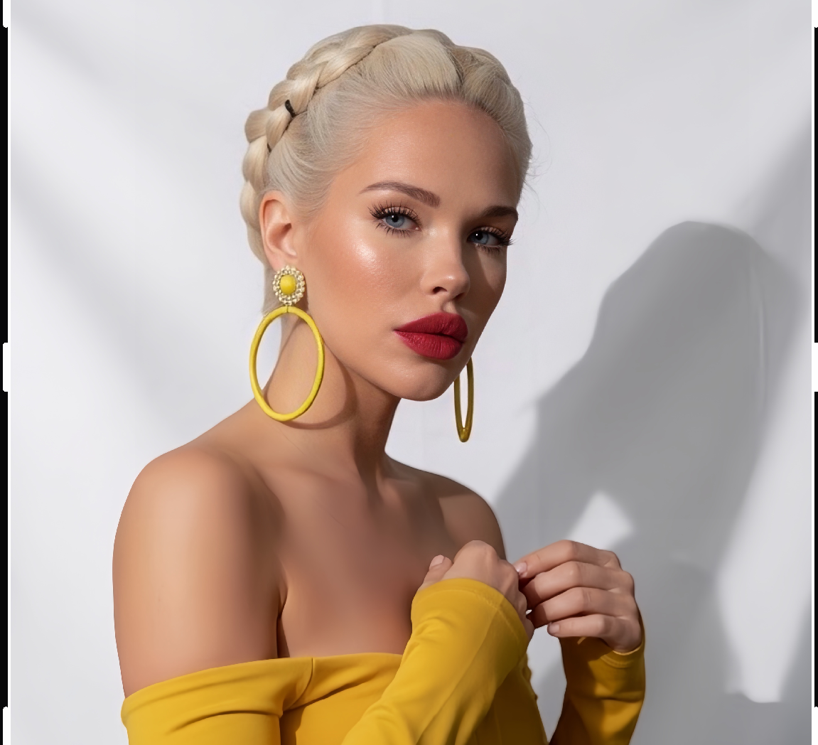 Soleil Muse silk hoop earrings, yellow silk with gold and pearl detail, lightweight statement jewelry by Dana Kelly