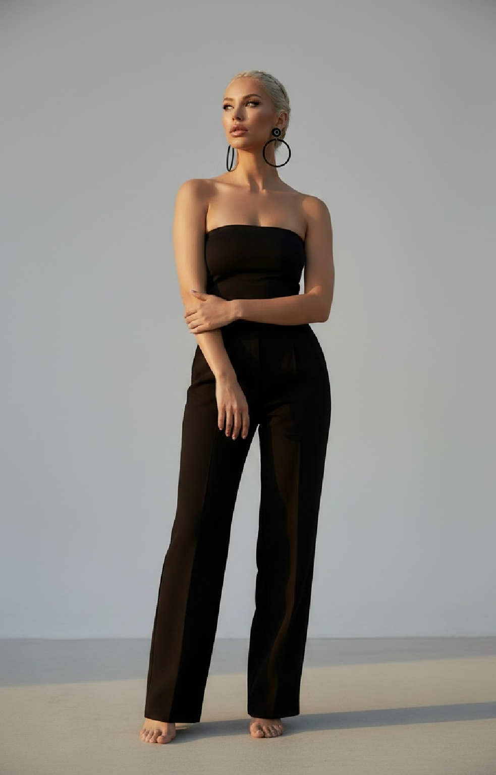 Noir Muse silk hoop earrings, black silk with chain detail, lightweight statement jewelry by Dana Kelly